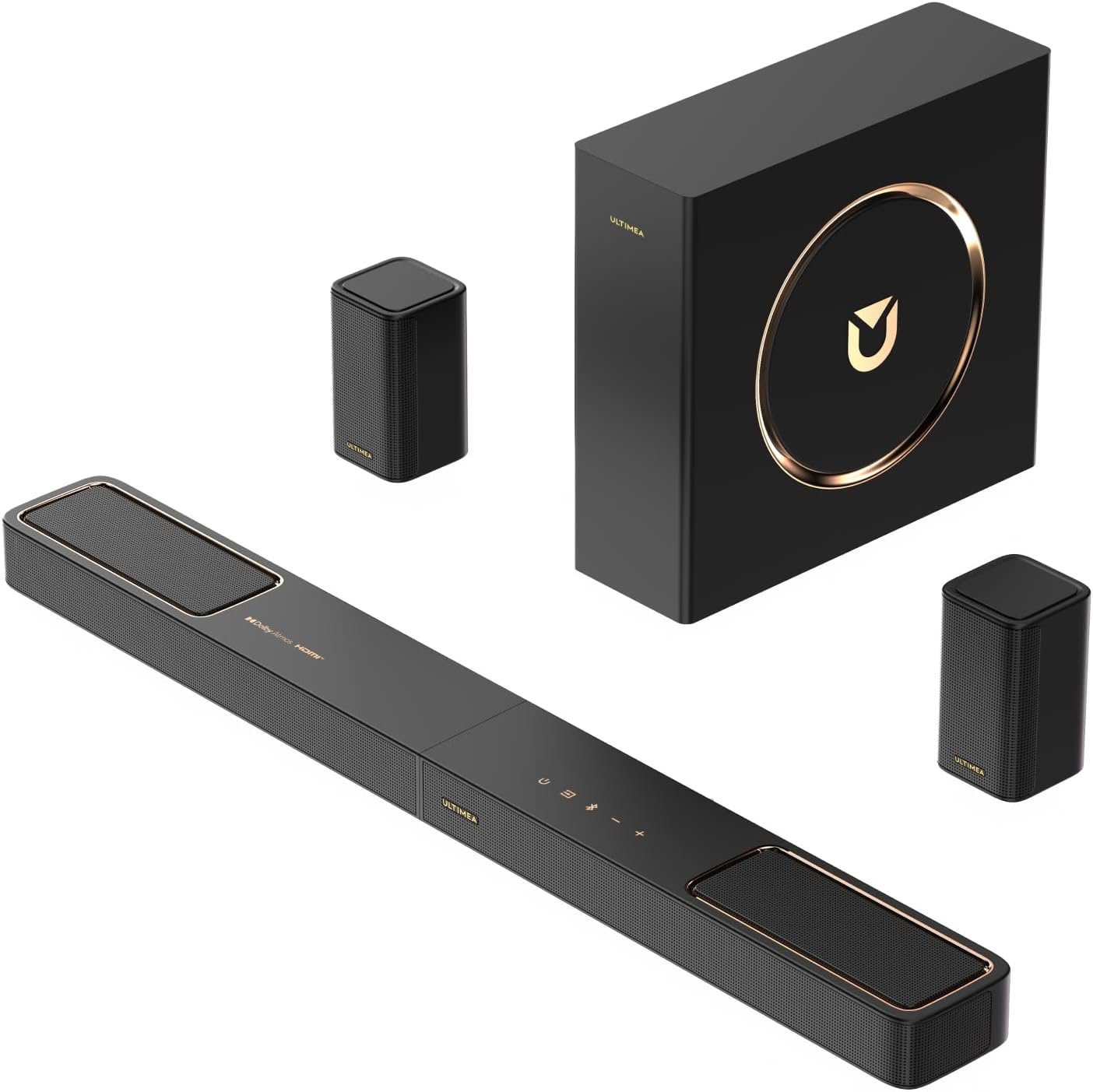 ULTIMEA 5.1.2ch Sound Bar with Dolby Atmos, Surround Sound System for TV with 2 Surround Speakers, Sound Bar for Smart TV, Soundbar for Home Theater, BT 5.4, HDMI eARC, Skywave F40 (New, 2025 Model)