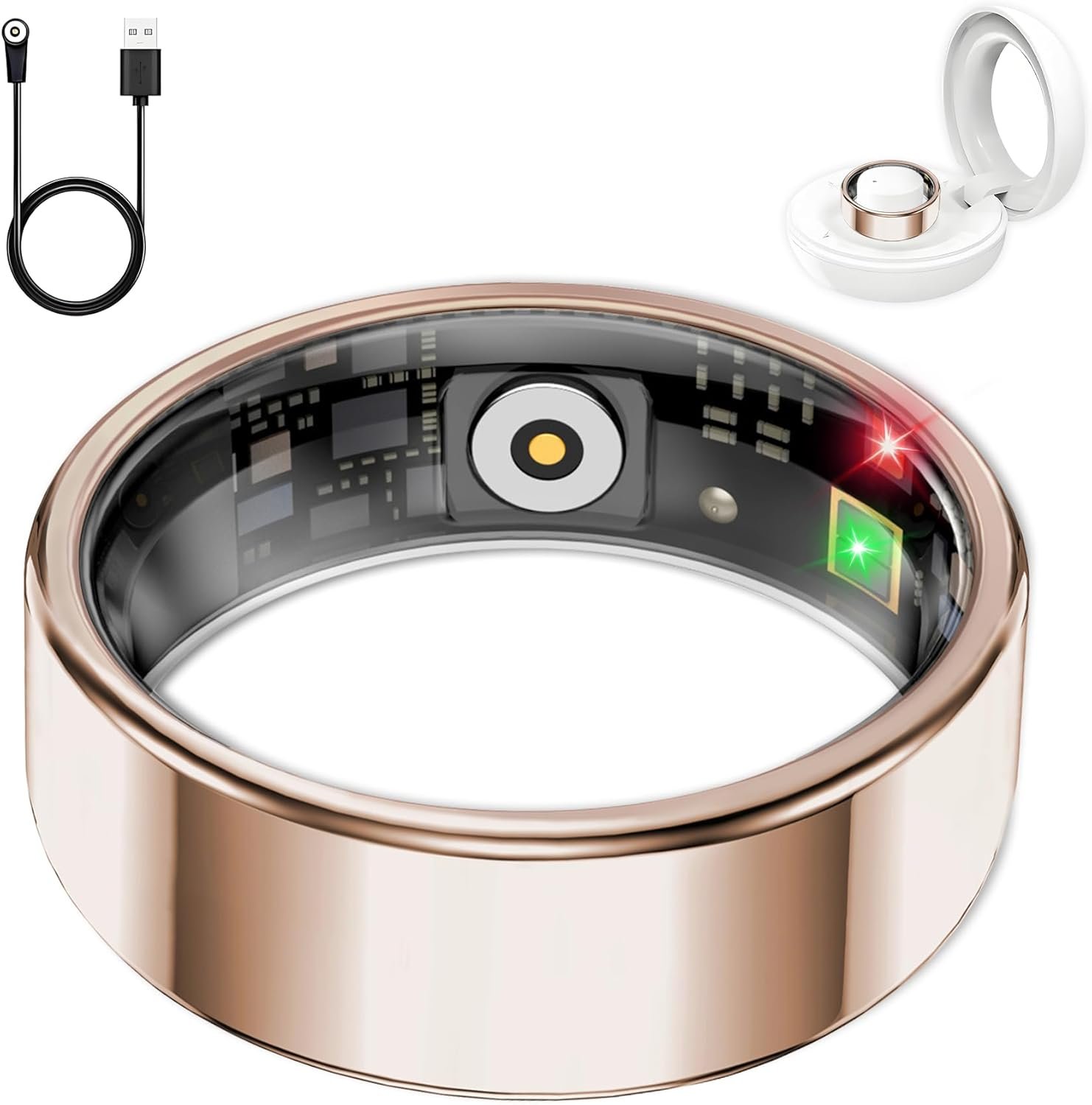 Smart Ring for Women Men, Sleep Tracker Ring, Waterproof Fitness Tracker Health Rings with Heart Rate Monitoring, Blood Oxygen,Stress Distance Calories Steps Tracking,No Subscription Fee(Rose Gold,#8)