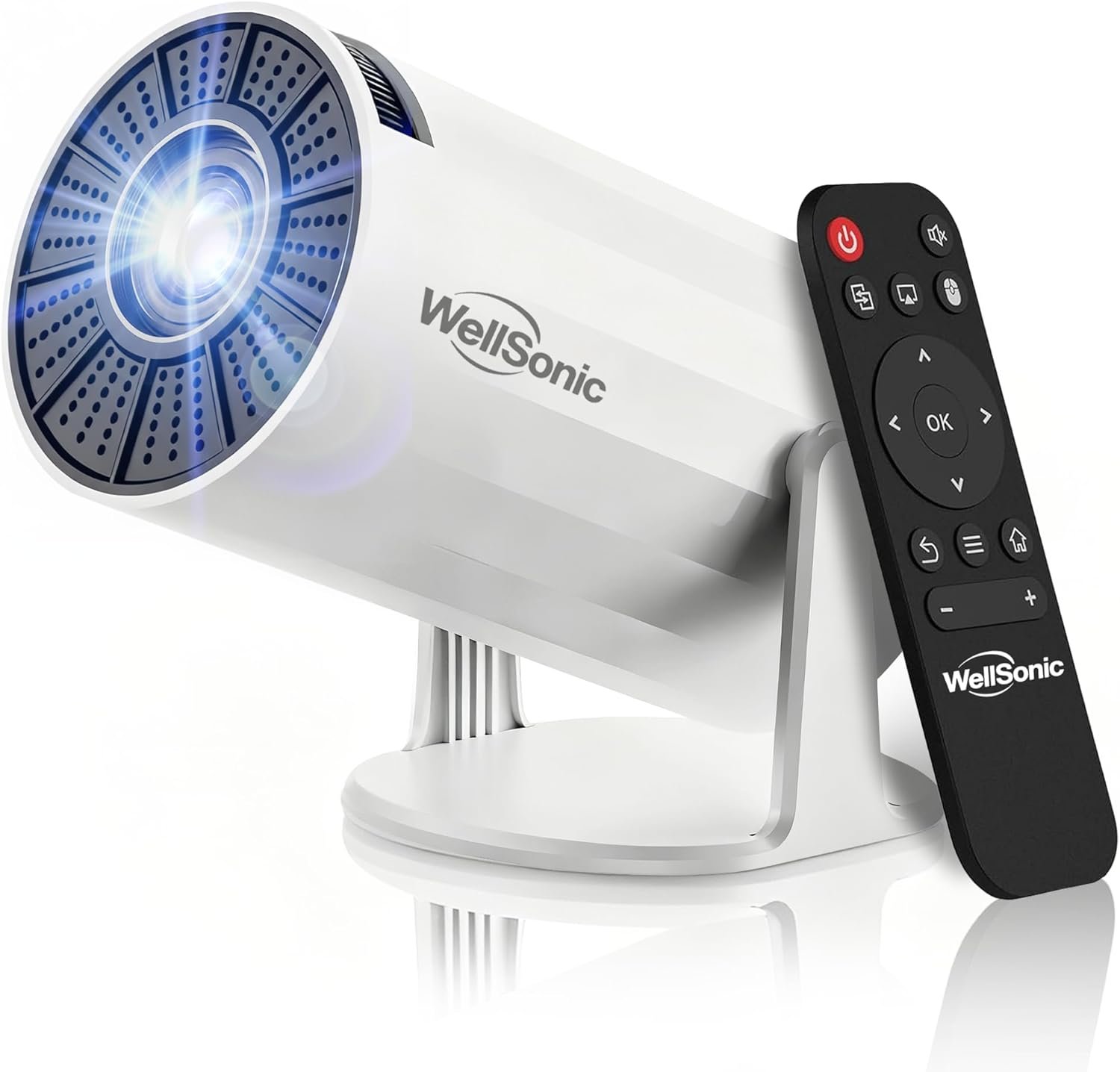 Mini Projector with WiFi and Bluetooth, Portable Movie Projector Support 4K, Auto Keystone,210° Rotation, 130” Screen Smart Projector Compatible with HDMI Phone TV Stick for Bedroom Outdoor