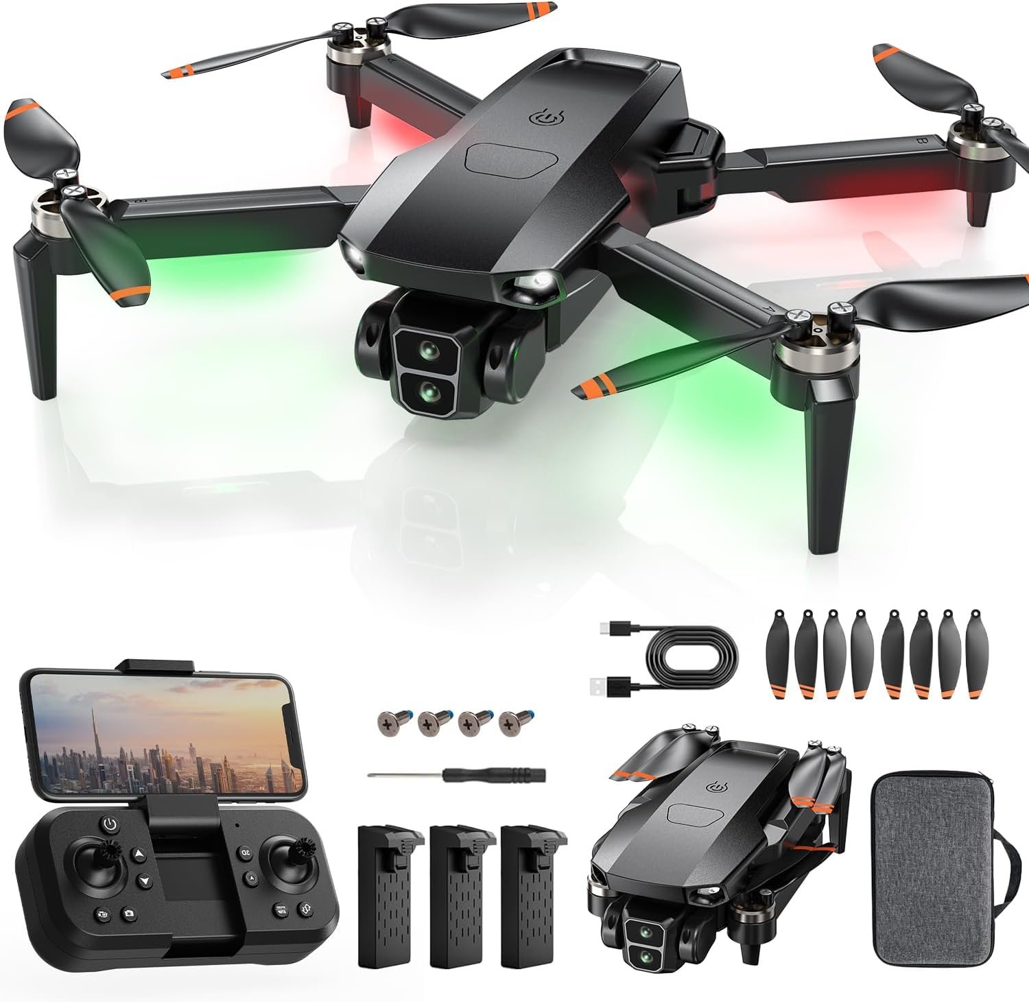 Drone with Camera for Adults 4K, Brushless Motor Drones for Kids Beginners, 60 Mins Flight, 130° Lens, FPV Foldable RC Quadcopter, Gesture Photography, Toys Gifts for Teen Boys Girls, Black