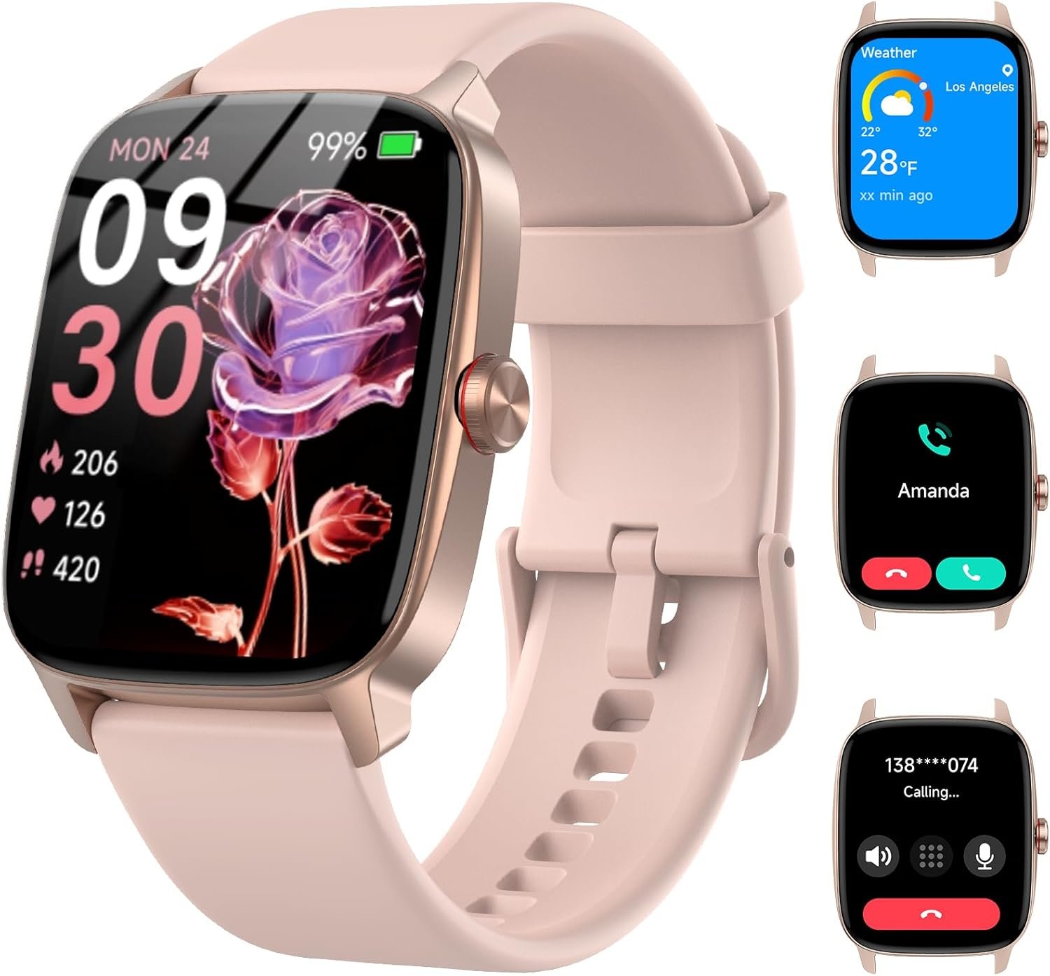 Smart Watches for Women Men with Bluetooth Call & AI Voice, 1.85″ HD Fitness Tracker with Heart Rate SpO2 Sleep Monitor, 100+ Sports Modes,Mini Games, IP68 Waterproof Smartwatch for Android iOS Phones