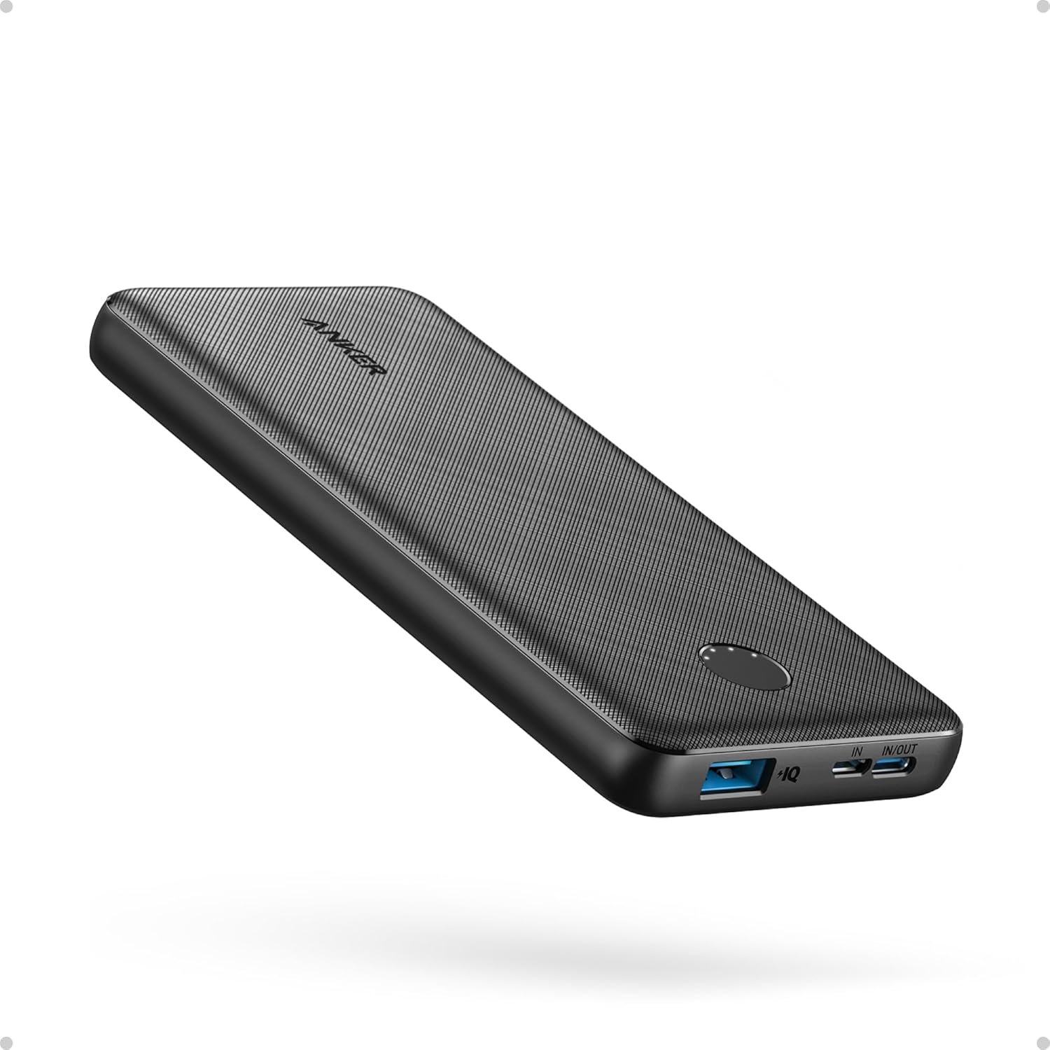 Anker Power Bank(PowerCore 10K), Compact Travel-Ready 10,000mAh Battery Pack with PowerIQ Charging Technology, 5V/3A High-Speed Charging for iPhone, iPad,and More(USB-C Input and Output(Black), 1pack)
