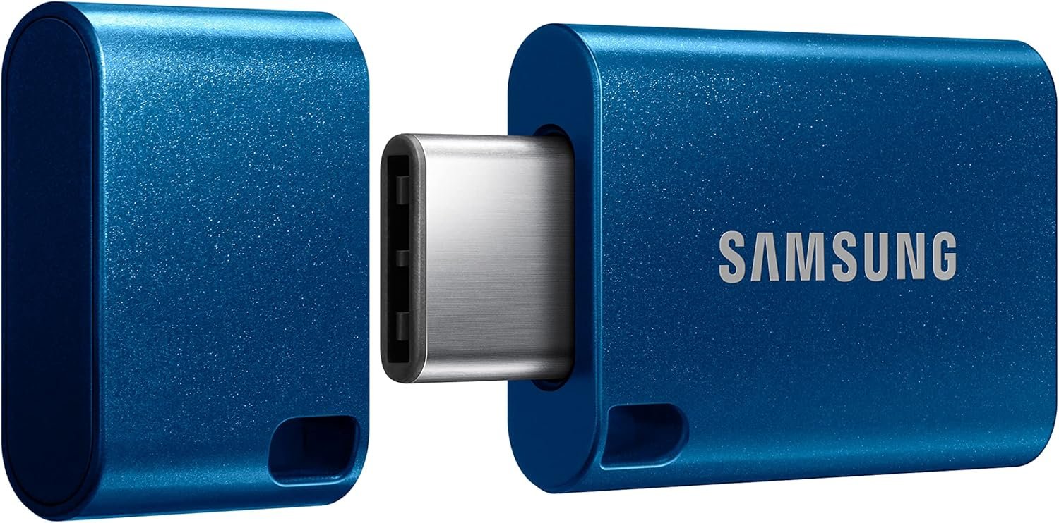 Samsung Type-C USB Flash Drive, 128GB, Transfers 4GB Files in 11 Secs w/Up to 400MB/s USB 3.2 Gen 1 Read Speeds, Compatible w/USB 3.0/2.0, Waterproof, 2022, Blue, MUF-128DA/AM