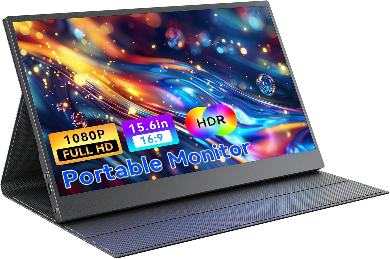 15.6 Inch Portable Monitor FHD 1080P IPS Display with USB C and HDMI Ultra Slim Travel Screen Extender for Laptop and Gaming