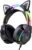 Gaming Headset with Microphone, Cat Ear Headphones for PC Laptop PS4 PS5 Xbox Switch, Rainbow RGB Lighting & Virtual Surround Sound, 3.5mm Wired Over Ear Headphones, Ergonomic